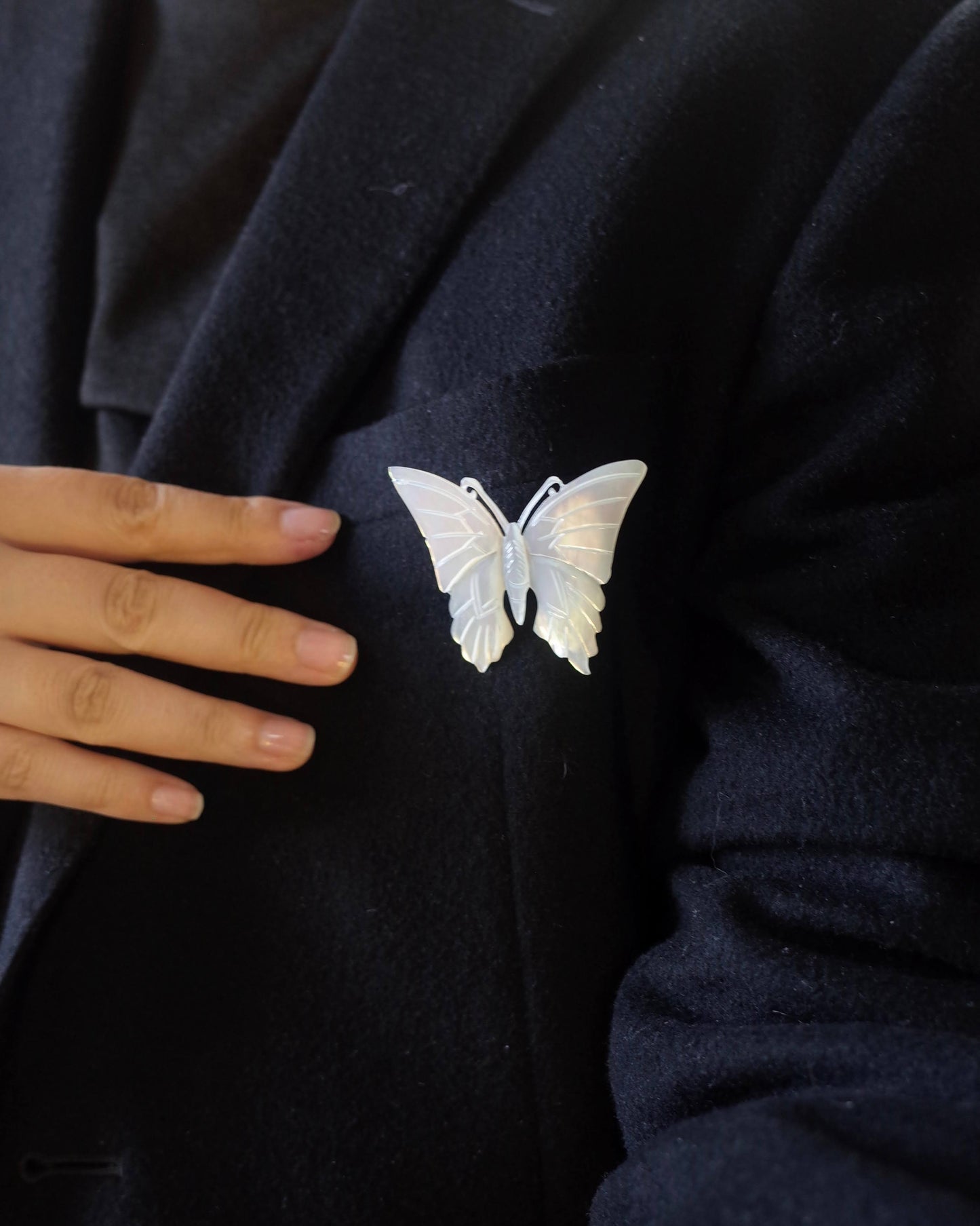 Vintage butterfly Shell Brooch
