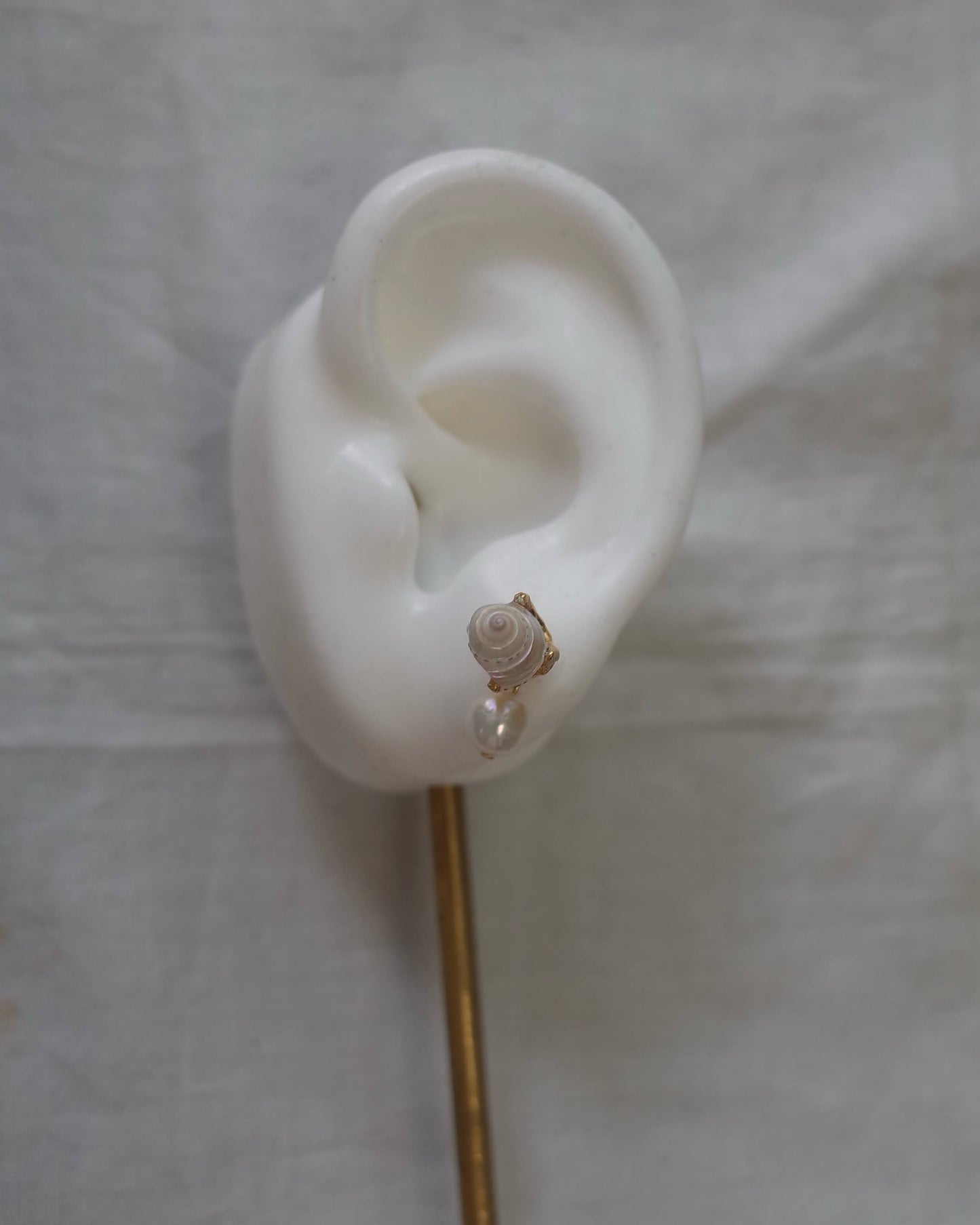 White seashell pearl pierce