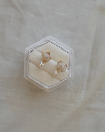 White seashell pearl pierce