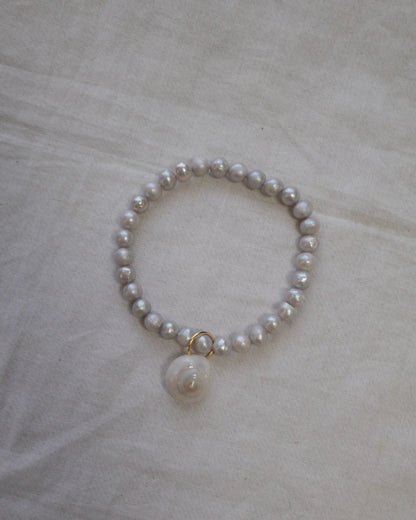 Pearl and seashell bracelet