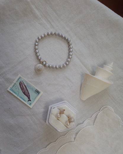 Pearl and seashell bracelet