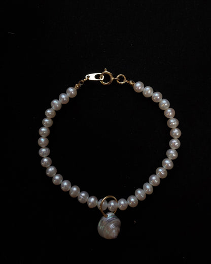 White Pearl and seashell bracelet