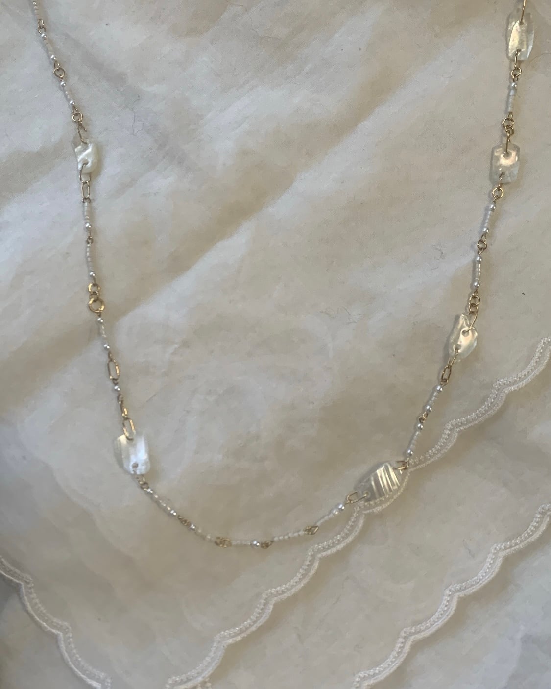 Long White seashell necklace
