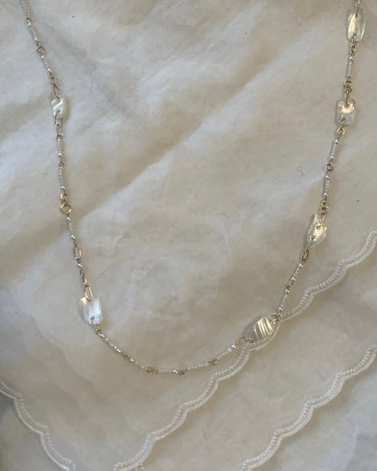 Long White seashell necklace
