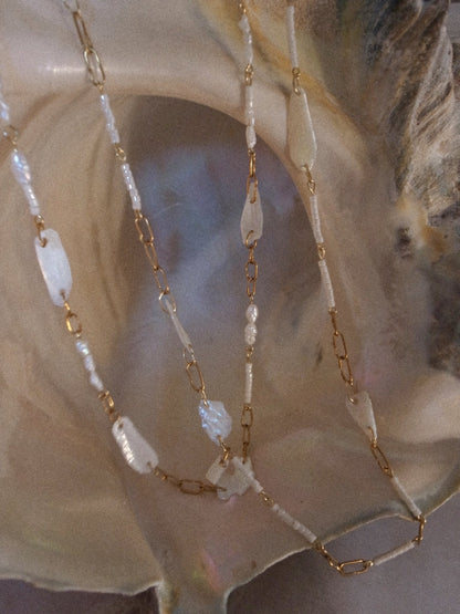 Long White seashell necklace
