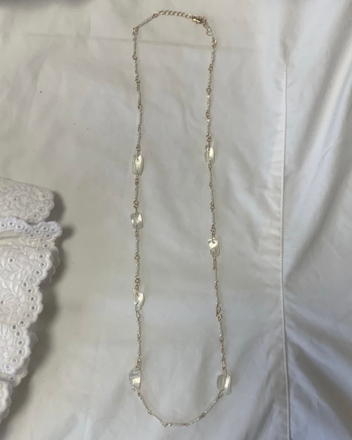 Long White seashell necklace